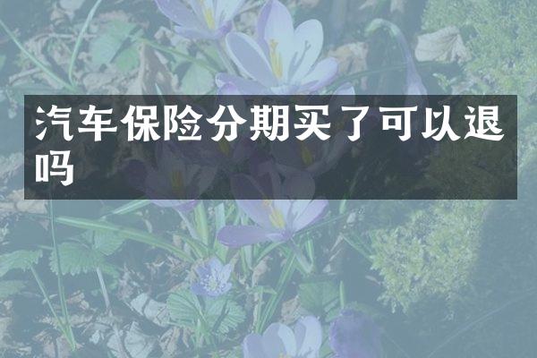 汽车保险分期买了可以退吗