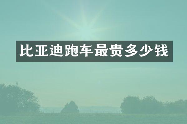 比亚迪跑车最贵多少钱