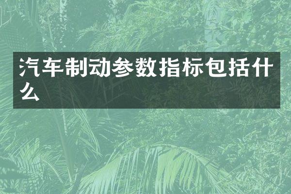 汽车制动参数指标包括什么