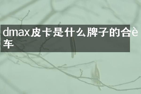 dmax皮卡是什么牌子的合资车