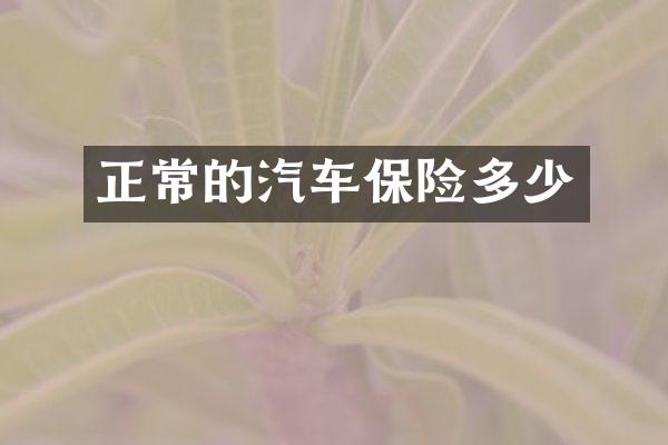 正常的汽车保险多少