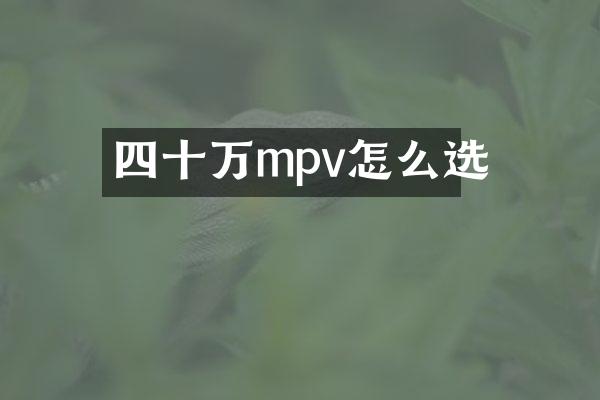 四十万mpv怎么选