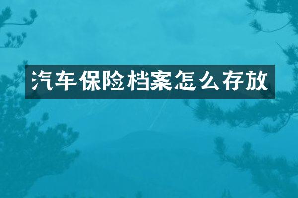 汽车保险档案怎么存放