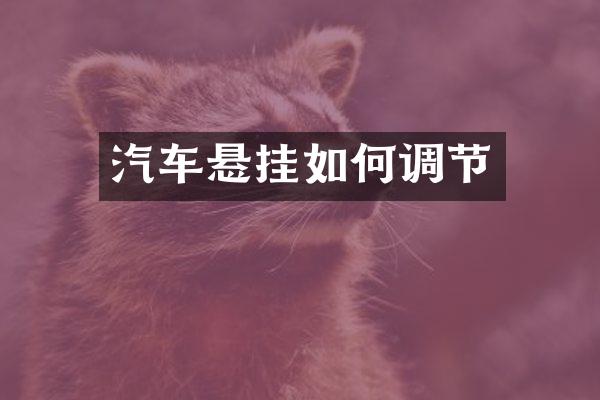 汽车悬挂如何调节
