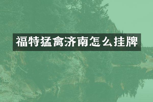 福特猛禽济南怎么挂牌