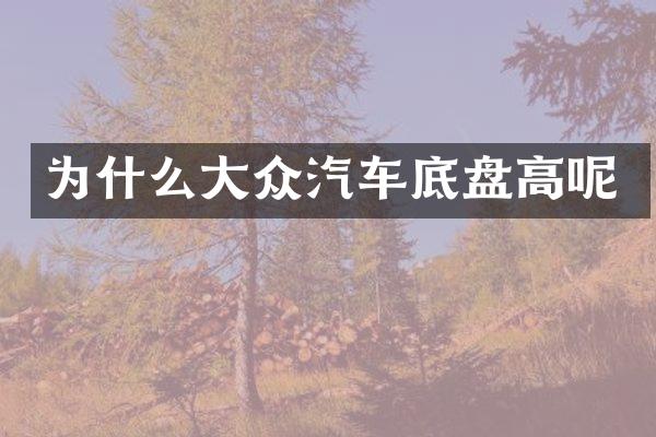 为什么大众汽车底盘高呢