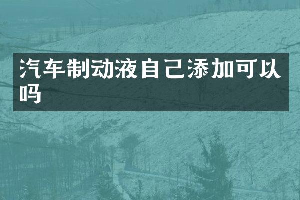 汽车制动液自己添加可以吗