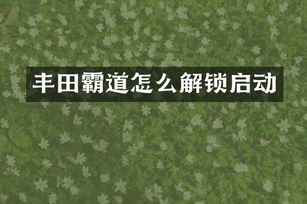 丰田霸道怎么解锁启动