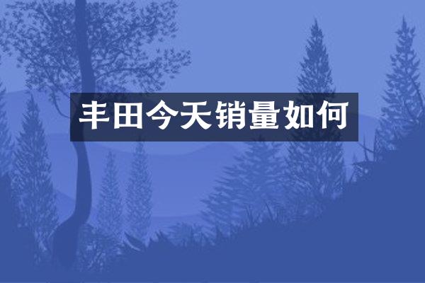 丰田今天销量如何