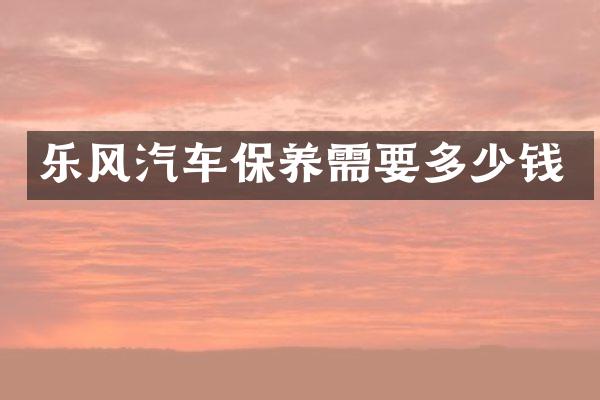 乐风汽车保养需要多少钱