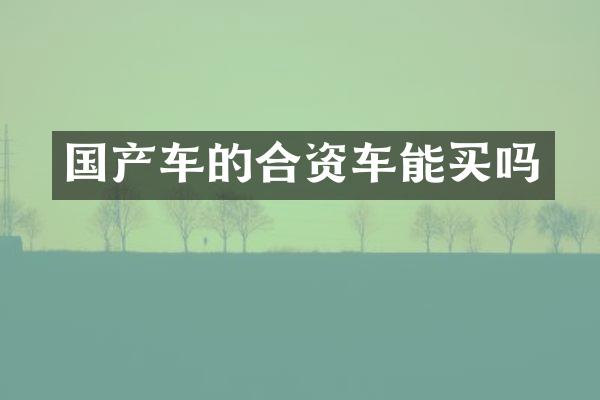 国产车的合资车能买吗