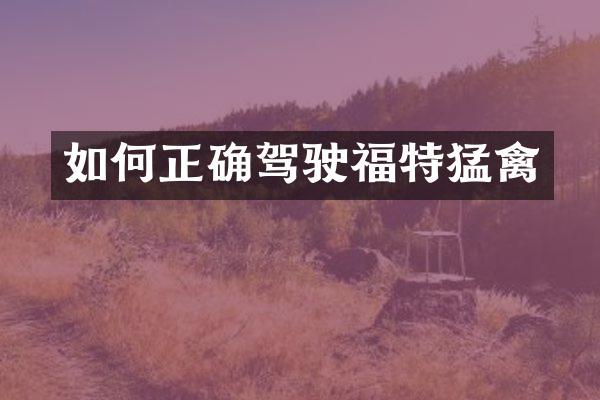 如何正确驾驶福特猛禽