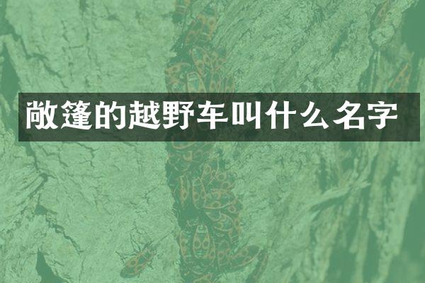 敞篷的越野车叫什么名字
