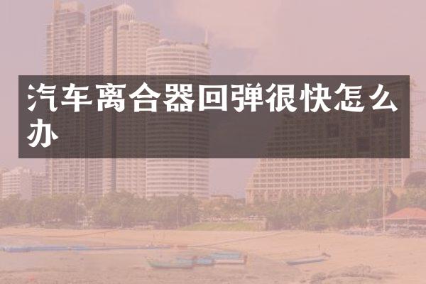 汽车离合器回弹很快怎么办