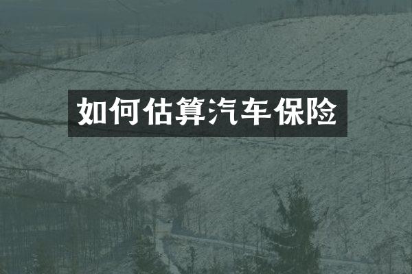 如何估算汽车保险