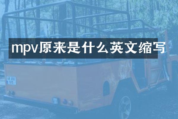 mpv原来是什么英文缩写