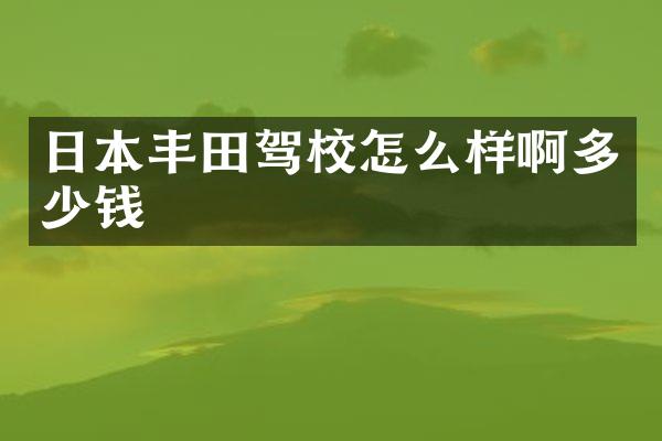 日本丰田驾校怎么样啊多少钱