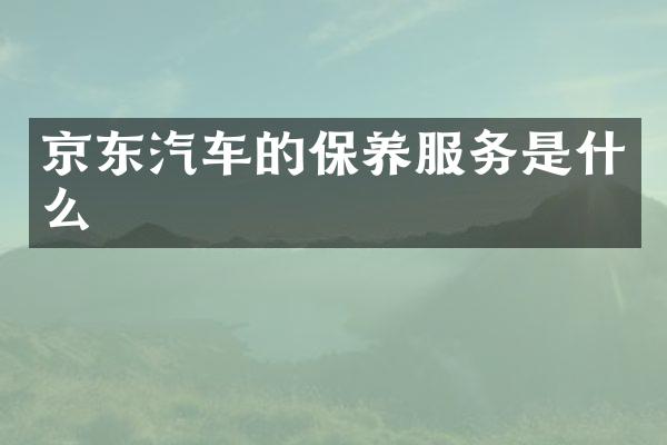 京东汽车的保养服务是什么