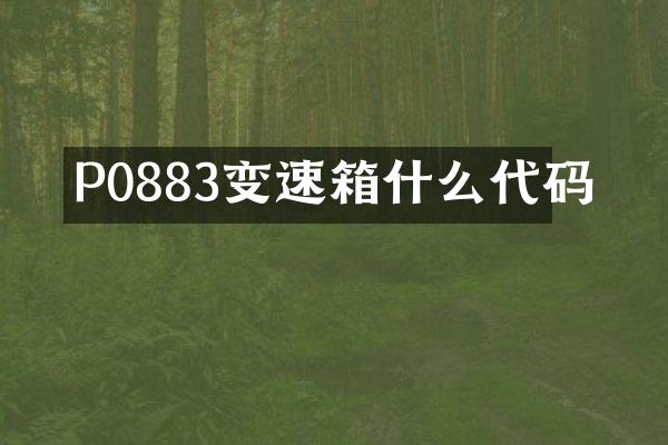 P0883变速箱什么代码