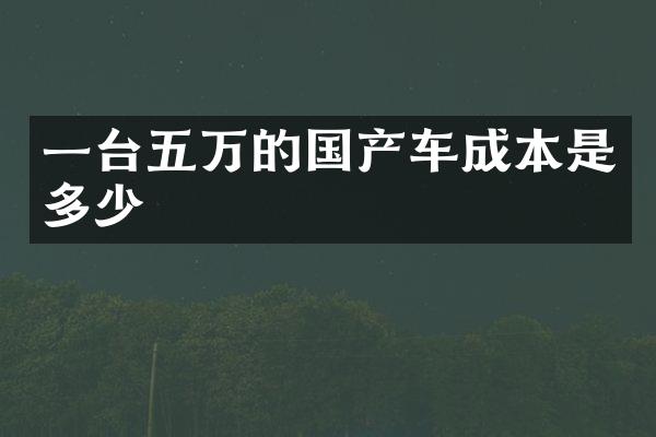 一台五万的国产车成本是多少