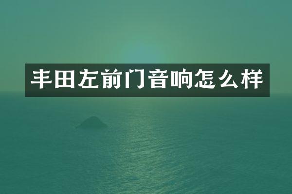 丰田左前门音响怎么样