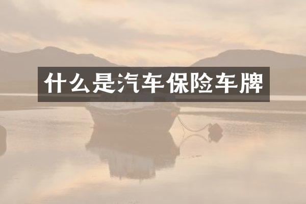 什么是汽车保险车牌