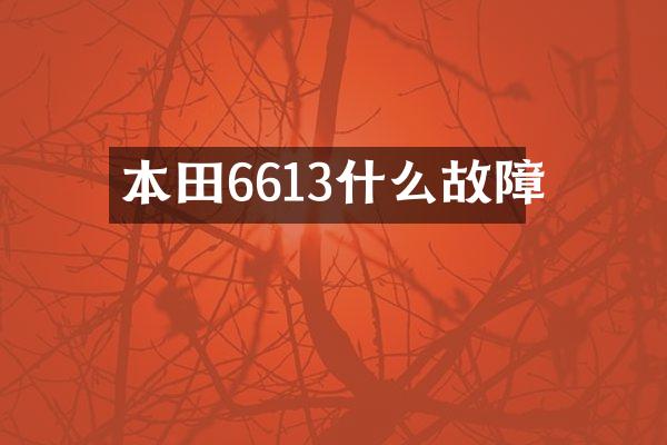 本田6613什么故障