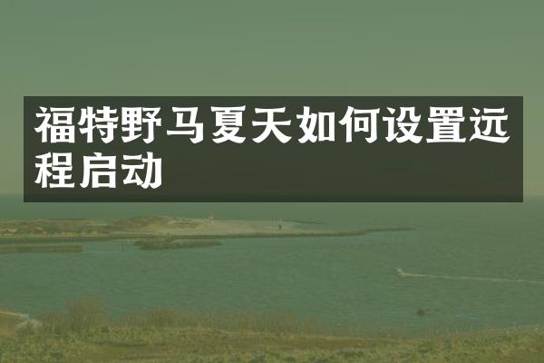 福特野马夏天如何设置远程启动