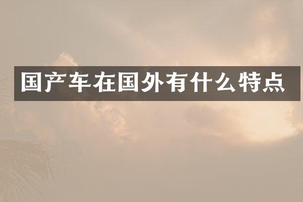 国产车在国外有什么特点