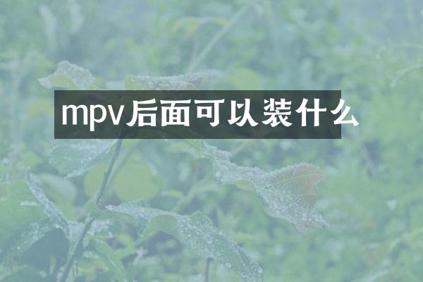 mpv后面可以装什么