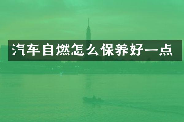 汽车自燃怎么保养好一点