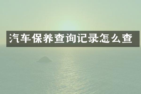 汽车保养查询记录怎么查