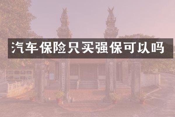 汽车保险只买强保可以吗