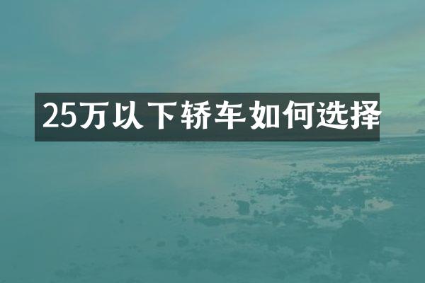 25万以下轿车如何选择