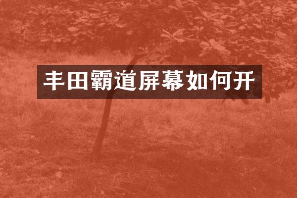 丰田霸道屏幕如何开