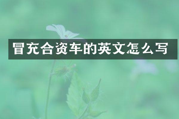 冒充合资车的英文怎么写