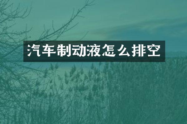 汽车制动液怎么排空