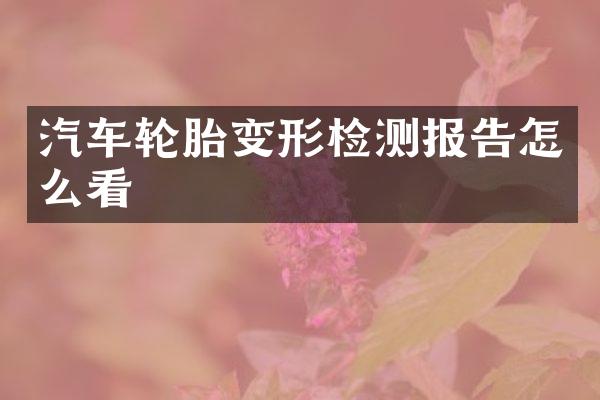 汽车轮胎变形检测报告怎么看