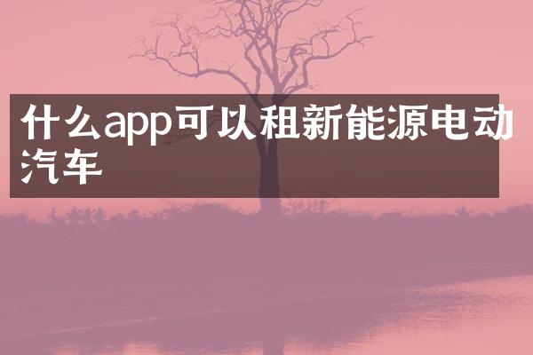 什么app可以租新能源电动汽车