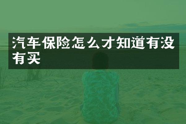 汽车保险怎么才知道有没有买