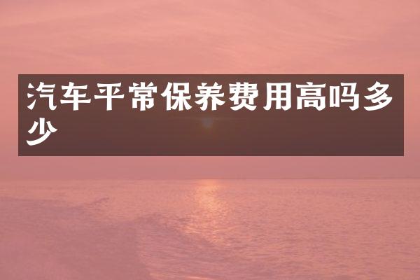 汽车平常保养费用高吗多少