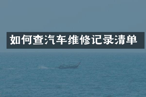 如何查汽车维修记录清单