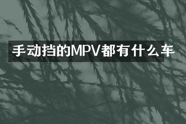 手动挡的MPV都有什么车