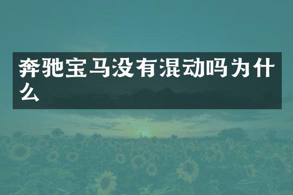 奔驰宝马没有混动吗为什么