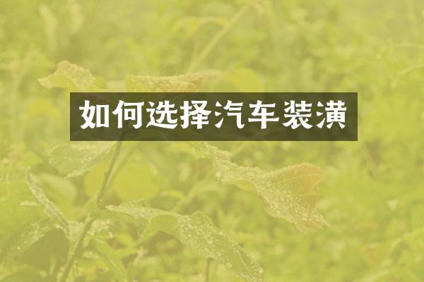 如何选择汽车装潢