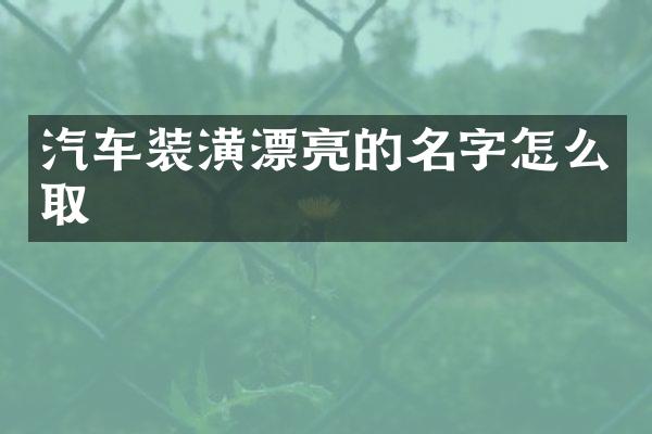 汽车装潢漂亮的名字怎么取
