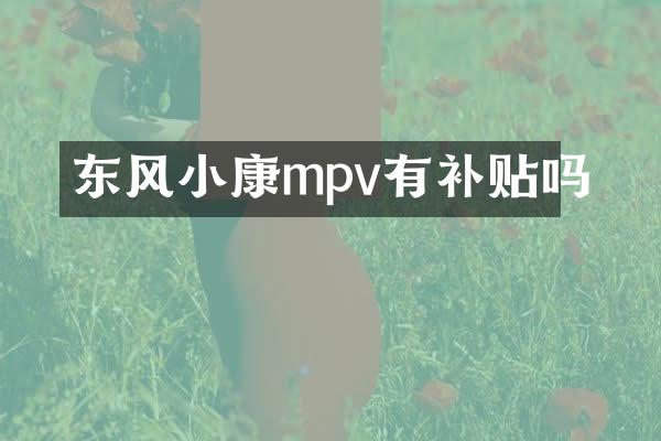 东风小康mpv有补贴吗