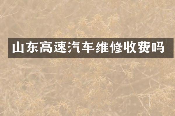山东高速汽车维修收费吗