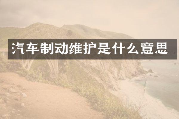 汽车制动维护是什么意思