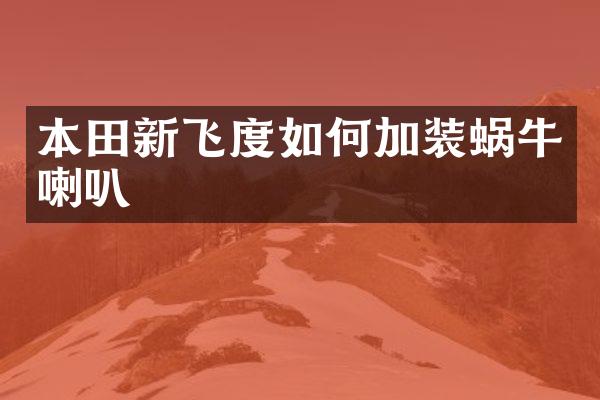 本田新飞度如何加装蜗牛喇叭